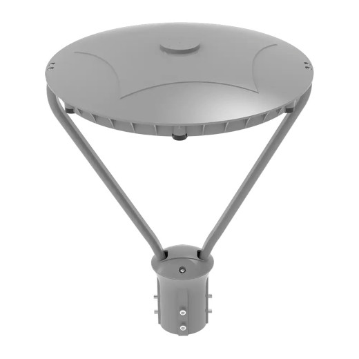 Реалистичное изображение паркового светодиодного светильника SverPRO (боллард) на фоне городской аллеи.