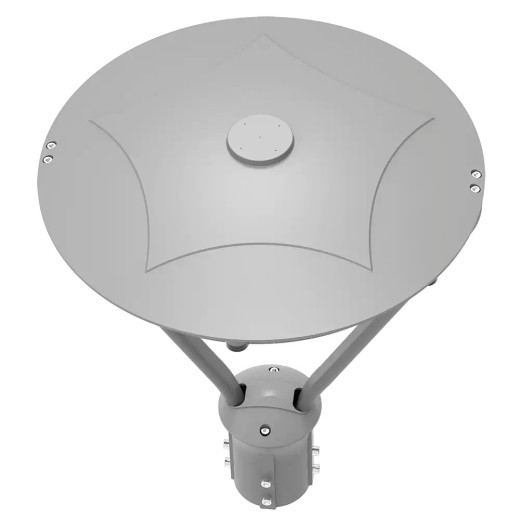 Реалистичное изображение паркового светодиодного светильника SverPRO (боллард) на фоне городской аллеи.